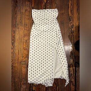 Urban Outfitters Strapless White Dress with Black Polka Dots